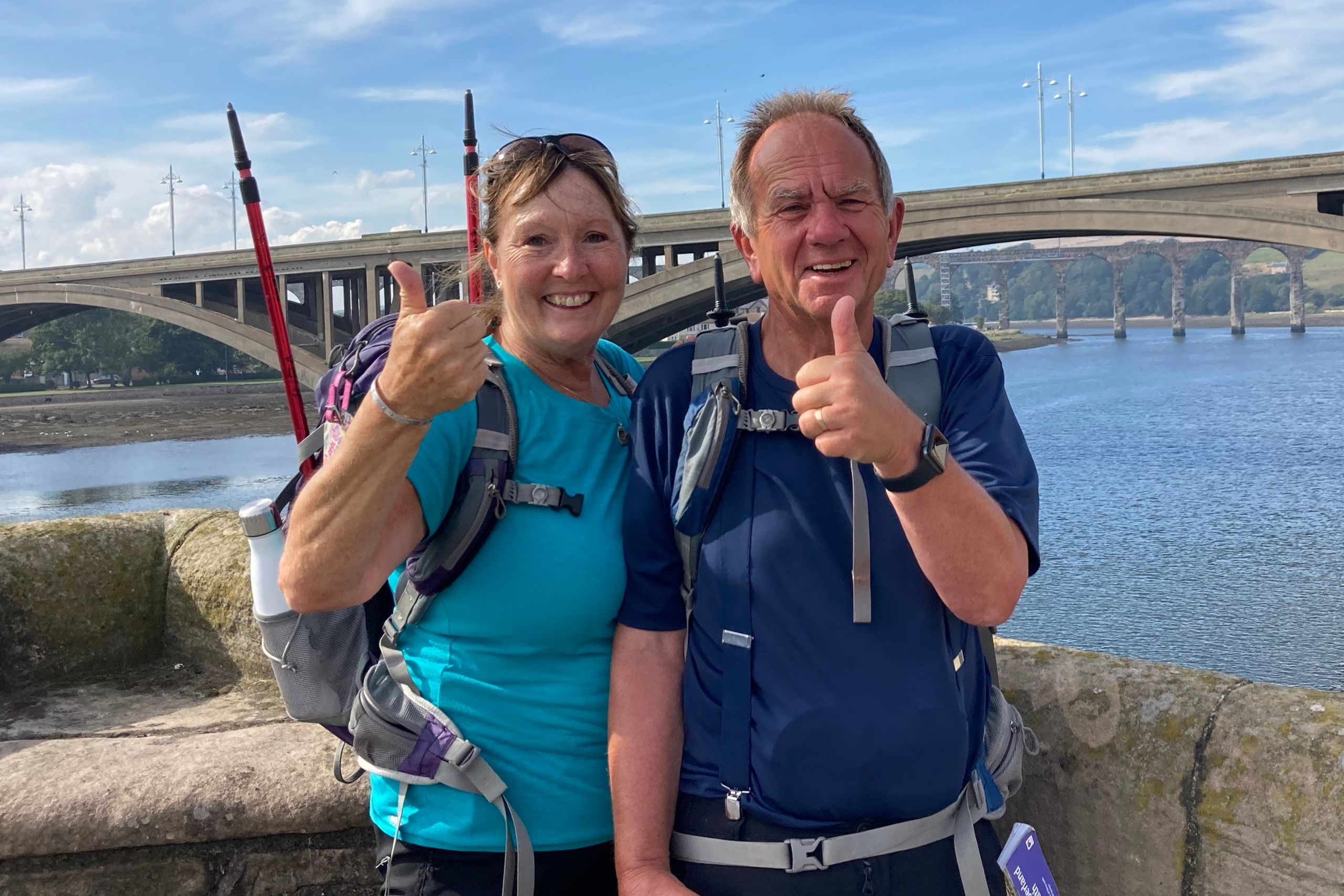 This is a photo of John Cunningham who, along with his wife Wendy, is undertaking the Land's End to John O-Groats challenge, despite having two stomas. It is the header image for his blog on the Urostomy Association website.