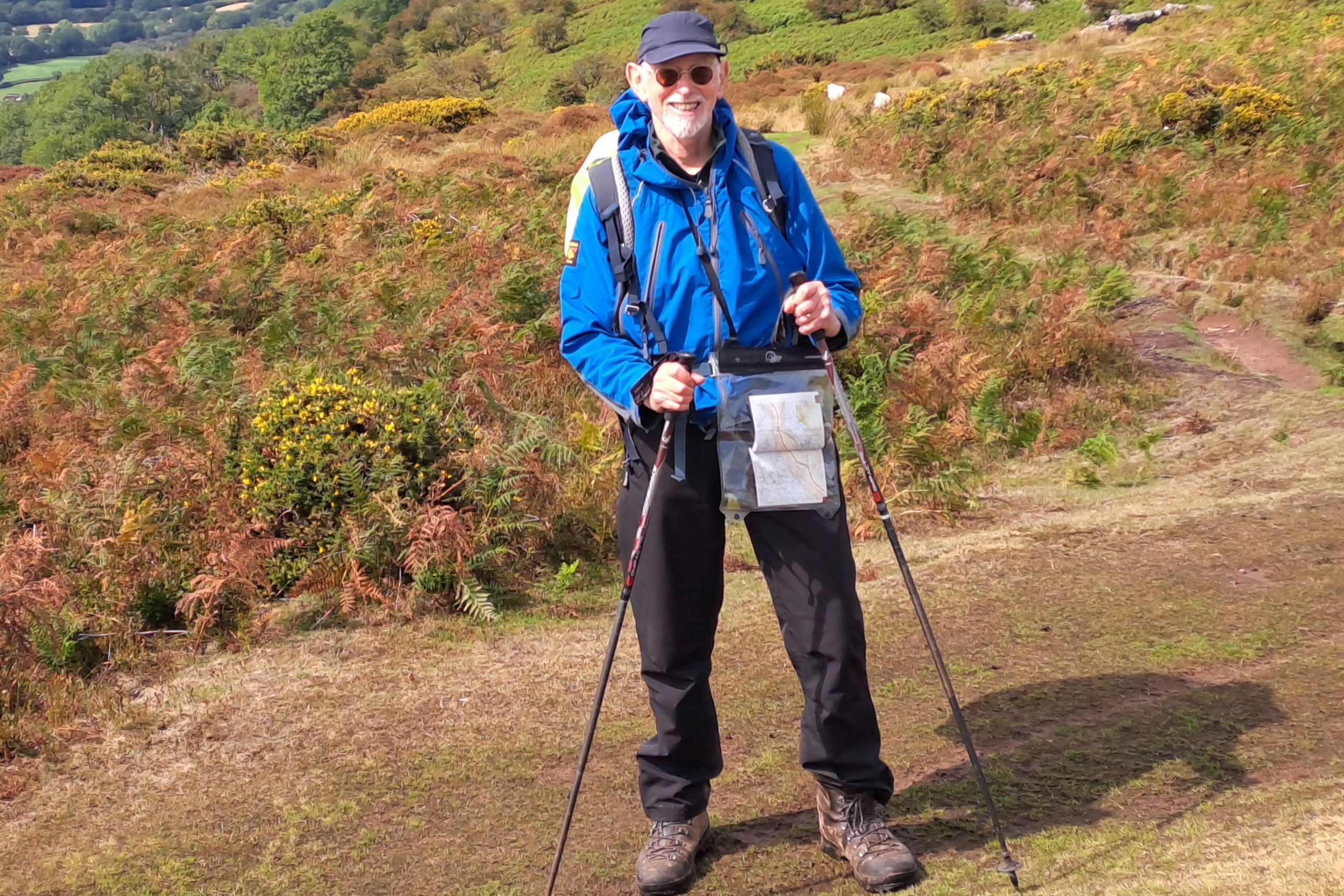 This is a photo of Paul Stewart, a Urostomy Association supporter. He's photographed out on a hill-side walk.